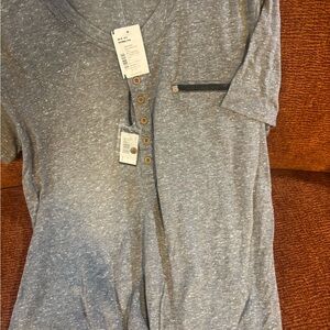 Diesel Gray Short Sleeve Henley Tee